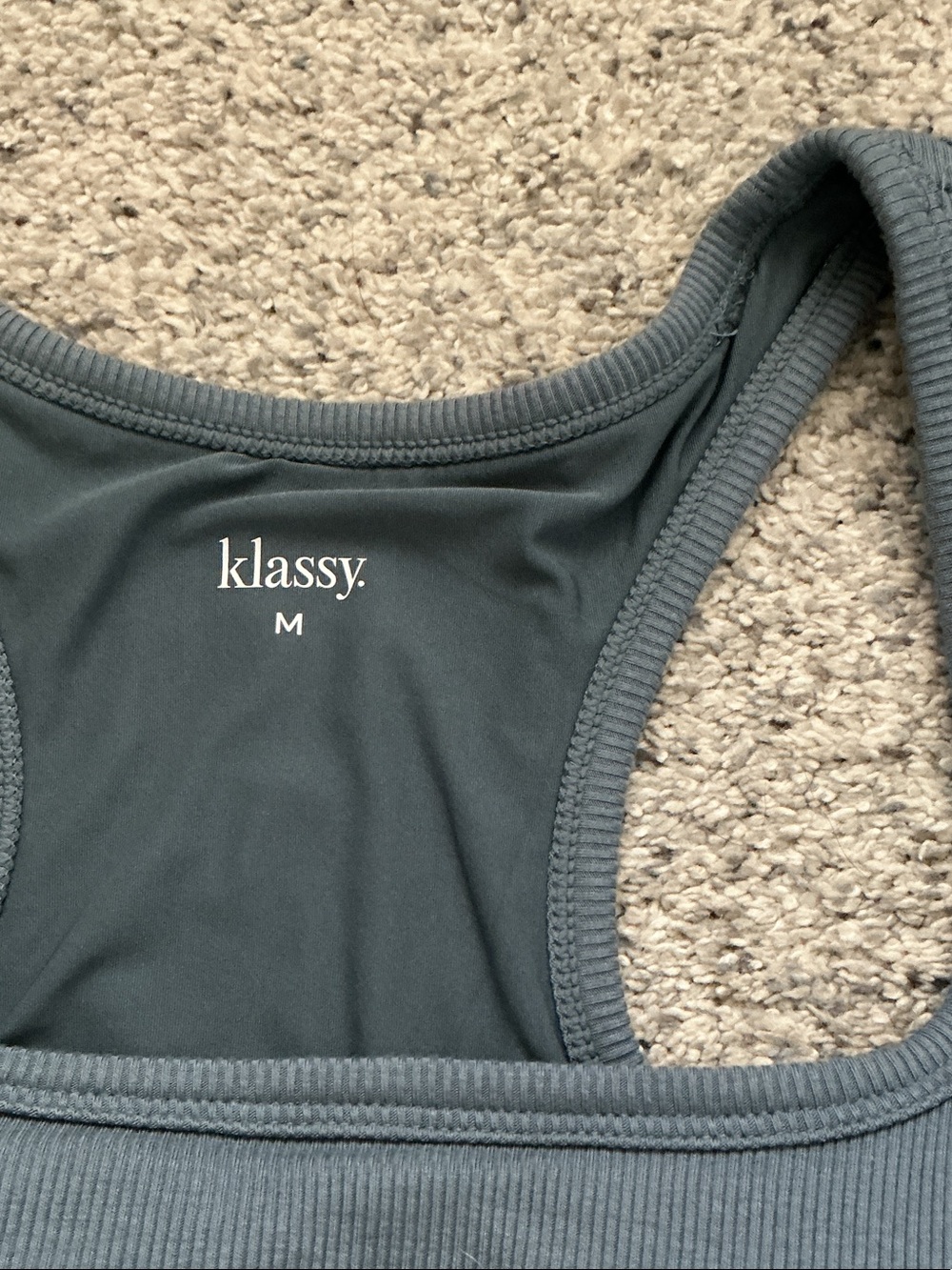 Klassy Network Ribbed Racerback Tank ~ Blue/Gray - Picture 3 of 9